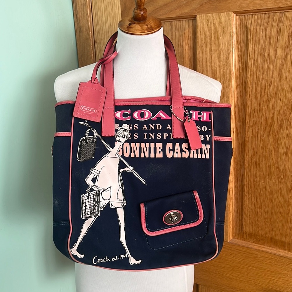 Coach Navy and Pink Bonnie Cashin Tote